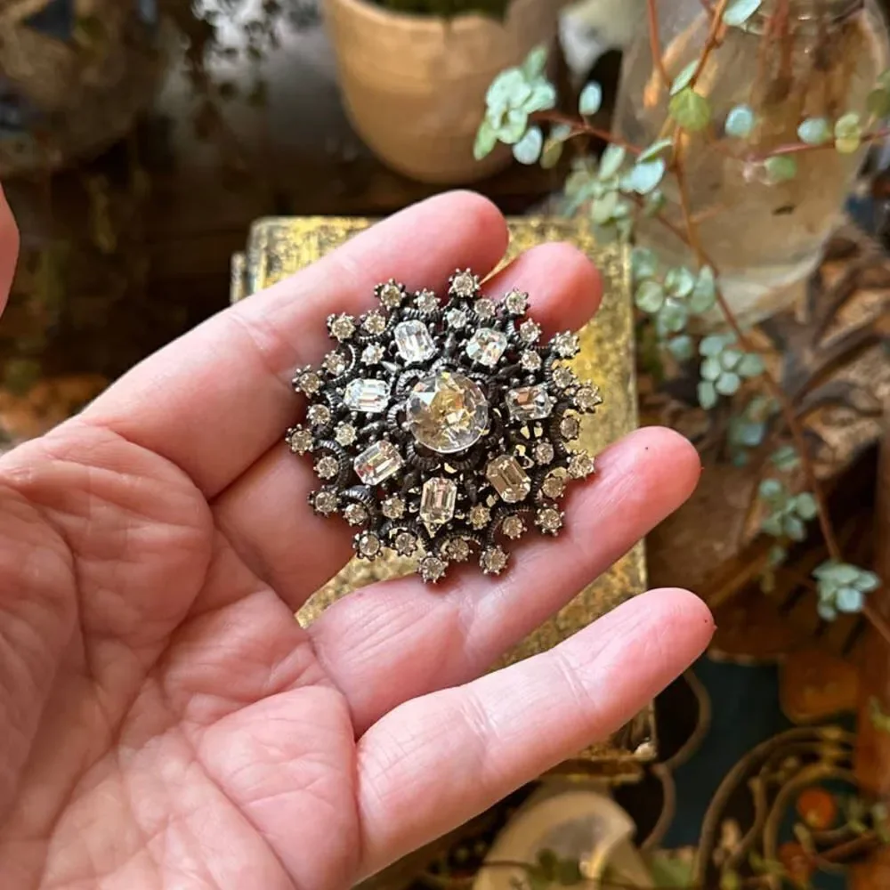 Vintage 1940s  Coro Signed Rhinestone Brooch
